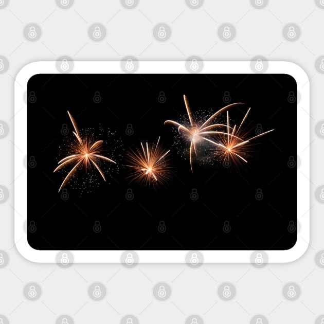 Four white sparkly fireworks Sticker by Woodys Designs